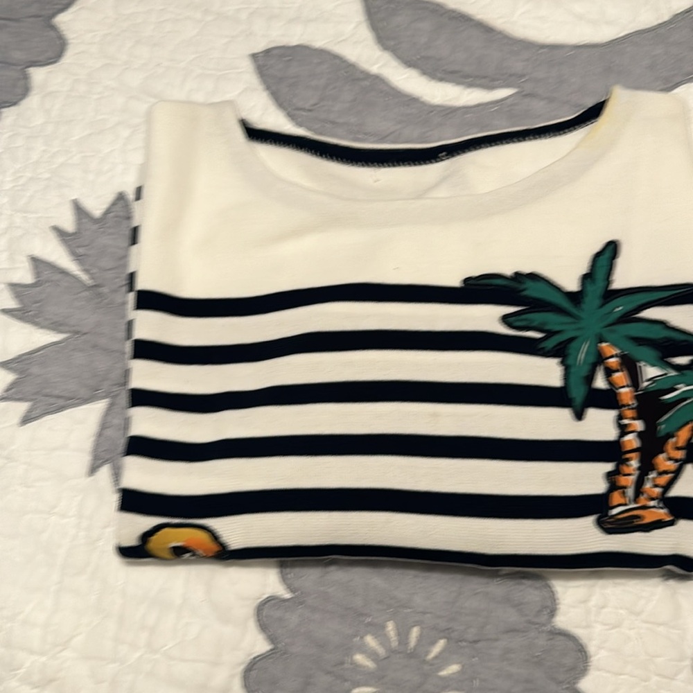 New without tags sweater, navy blue and white stripe sweater. Ladies size: MED.